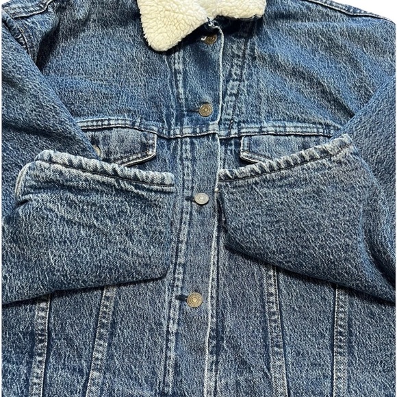Vintage Levi’s 77935 Ranch Chore Coat Acid Wash Sherpa USA 80s M - Picture 12 of 16